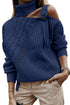 Strapped Cut Out Shoulder Turtleneck Sweater